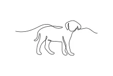 One Line Drawing of Playful Dog – Fun Practice for Expressive Pet Art