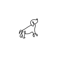 Sitting Dog One Line Drawing: Practice Pet Postures Using Simple Shapes