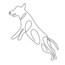 "One Line Jumping Dog Illustration: Expressing Energy and Motion with Minimalist Techniques"