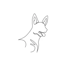 "Minimalist German Shorthaired Pointer Head Sketch: Expressing Intelligence and Alertness with One Line Art"