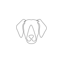 Labrador Head One Line Drawing: Friendly Face of a Classic Dog