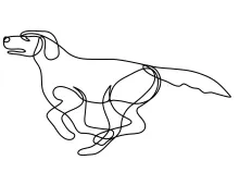 "Minimalist Running Labrador Sketch: Expressing Motion and Energy with One Line Art"