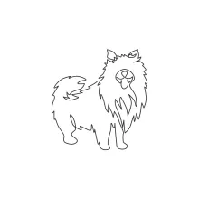 Pomeranian Dog One Line Drawing: Fluffy and Cute in a Simple Sketch