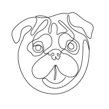 "Effortless One-Line Pug Illustration: Simplified Sketching of a Compact and Playful Breed"