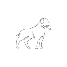 Rottweiler One Line Drawing: Strong and Loyal Dog in Simple Form