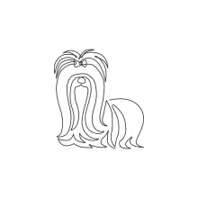 "Minimalist Shih Tzu Sketch: Depicting a Fluffy and Playful Companion with One Line Art"