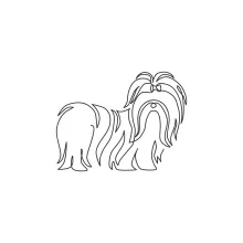"One Line Shih Tzu Illustration: Capturing Playfulness and Fluffy Elegance with Minimalist Techniques"