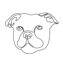 Staffordshire Bull Terrier in One Line: A Strong Dog for Easy Drawing