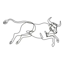 One-Line Bull Art for Practice: Strong Form with Simple Lines