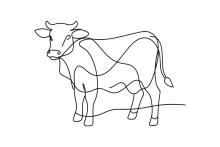 One-Line Cow Drawing for Beginners: Farm Animal Practice with a Simple Shape