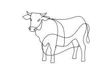 Simple Cow One-Line Drawing: Practice Drawing Farm Animals Using One Line