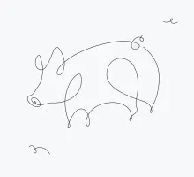 Easy One-Line Pig Drawing: Practice Drawing Round Farm Animals with Less Effort