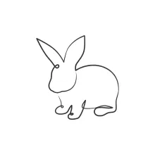 Simple Rabbit Drawing in One Line: Great for Practicing Basic Animal Shapes