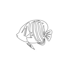 Adorable Regal Angelfish One-Line Drawing: Easy Ocean Art for Confident Beginners