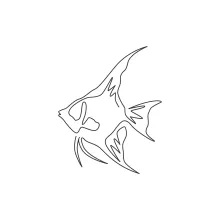 Funny Freshwater Angelfish One-Line Drawing: Learn Silly Shapes in Underwater Art