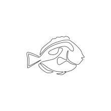 Funny Blue Tang Fish in One Line: Draw Playful Sea Shapes with One Continuous Line