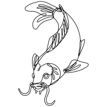 Koi Carp Drawing in One Line: Explore Shape Harmony with a Gentle Fish Design