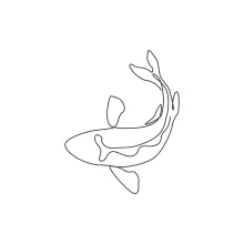 Exotic Koi Carp in One Line: Discover Balance and Flow in a Serene Fish Design