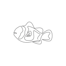 Adorable Clown Fish in One Line: Learn Rounded Shapes in a Fun Sea Animal