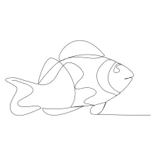 Simple Clown Fish One-Line Drawing: Practice Small Animal Shapes Easily