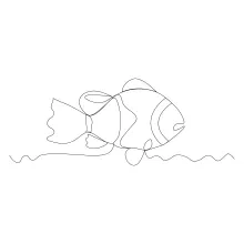 Clown Fish One-Line Drawing: Learn to Draw Sea Creatures with Simple Shapes