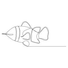 Simple Clownfish One-Line Drawing: Great for Practicing Small Rounded Shapes