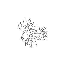 Scary Lionfish One-Line Drawing: Develop Precision in Spiky Underwater Shapes