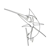 One-Line Angry Marlin Drawing: Add Expression to Motion with a Jumping Fish Design