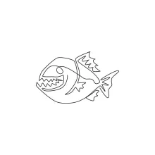 One-Line Angry Piranha Sketch: Build Bold Shapes and Dynamic Fish Forms