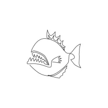 Fierce Piranha Drawing in One Line: Study Intensity and Shape in One Simple Line