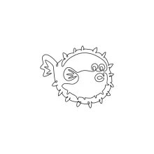 One-Line Adorable Pufferfish Drawing: Explore Big Shapes and Tiny Details Together