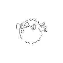 Cute Pufferfish in One Line: Practice Round Outlines with a Funny Sea Animal