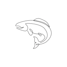 One-Line Big Salmon Drawing: Explore Clear Lines and Familiar Animal Forms
