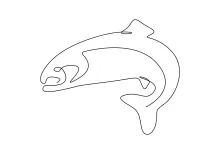 Easy Salmon One-Line Drawing: Practice Fish Shapes with Smooth Simple Lines