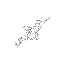 Leafy Seadragon One-Line Drawing: Learn Detailed Sea Shapes Through Simplicity