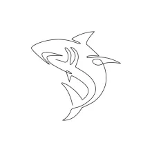 Fierce Shark Drawing in One Line: Improve Shape Precision with a Powerful Sea Animal