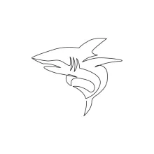 Sea Predator Shark in One Line: Study Ocean Wildlife with a Strong Animal Form