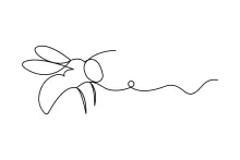 One Line Art of a Bee in Flight: Learn to Draw Simple Insects