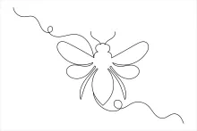 Honey Bee with Wings Spread: One Line Insect Drawing for Nature Lovers