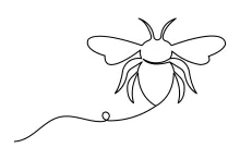 "Minimalist Bee Illustration: Capturing Motion and Detail in One Line Art"