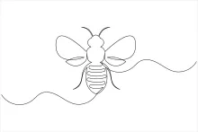 "Continuous Line Bee Sketch: Capturing Flight and Elegance with One Line Techniques"