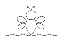 One Line Bee from Side View: Minimal Nature Drawing
