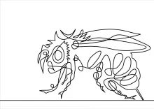 "Minimalist Honey Bee Illustration: Capturing Vital Pollination in One Line Art"