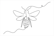 Flying Honey Bee One Line Drawing: Easy Nature Art