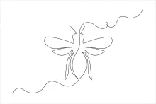 Small Bee Flying Forward: One Line Insect Drawing