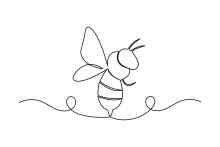 Basic Bee One Line Drawing: Great for Focus and Practice