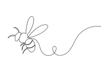 Flying Bee with Spread Wings: A Smooth One Line Practice