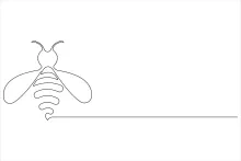 "Minimalist Honey Bee Sketch: Depicting Nature's Hardworking Pollinator with One Line Art"