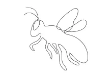 "Minimalist Honey Bee Illustration: Expressing Motion and Pollination with One Line Art"
