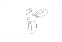 "One Line Wasp Sketch: Depicting Strength and Movement with Minimalist Techniques"